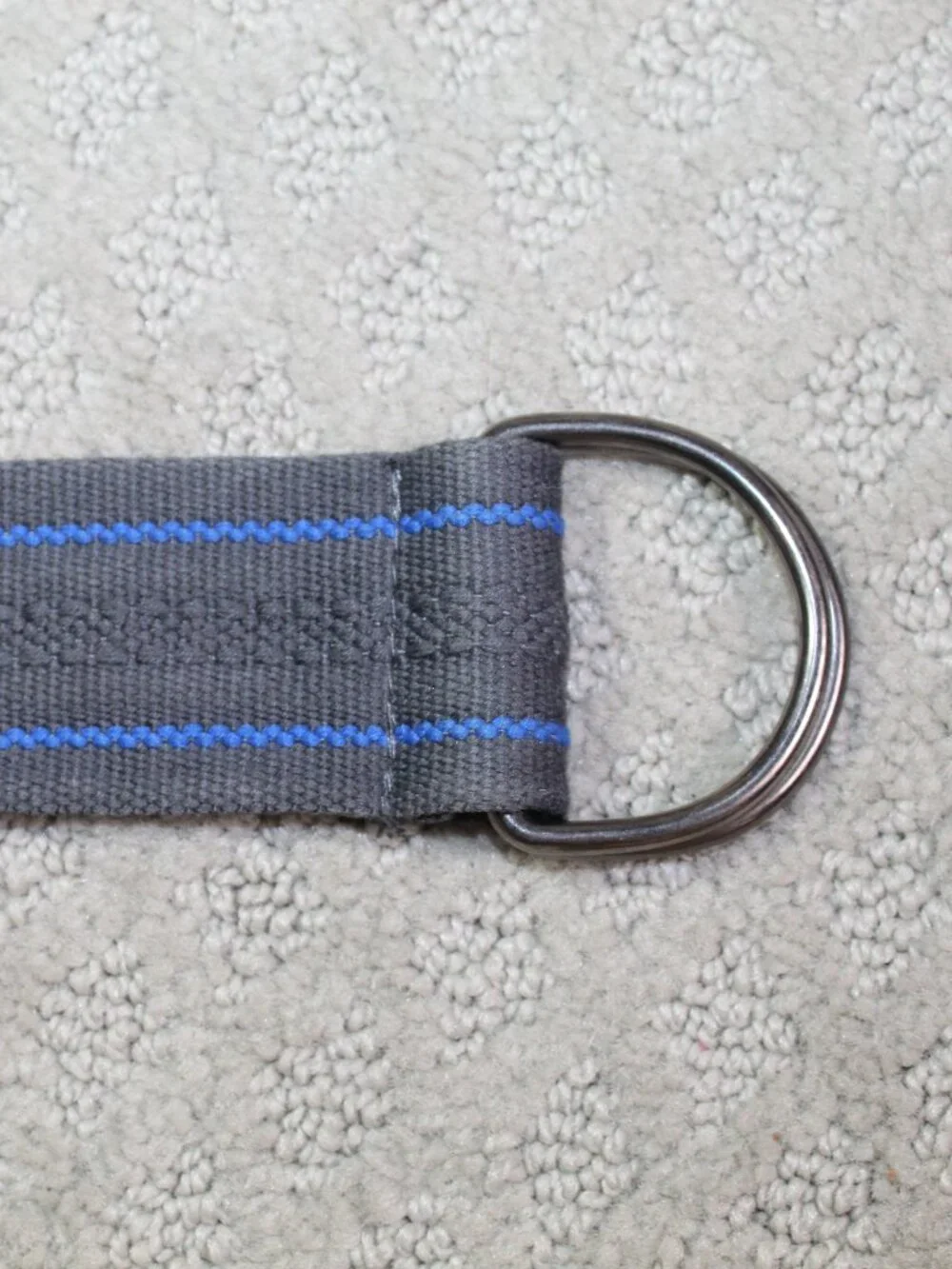 Grey Royal Blue Stripe Canvas Size S - XL Adjustable Casual D-Ring Belt
